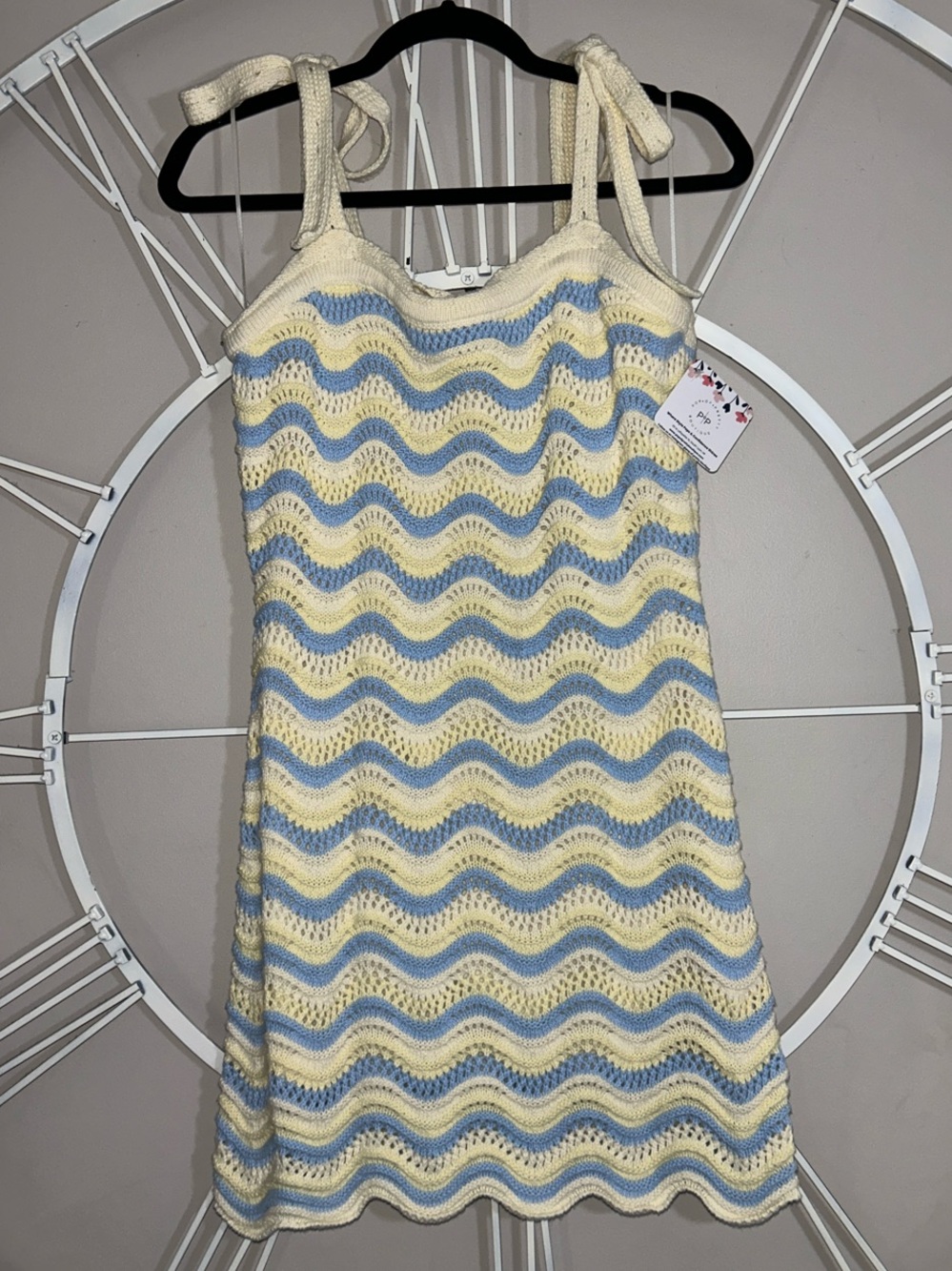 NWT Le Lis Shore Thing/ Coastal Wave Crochet Striped Sundress